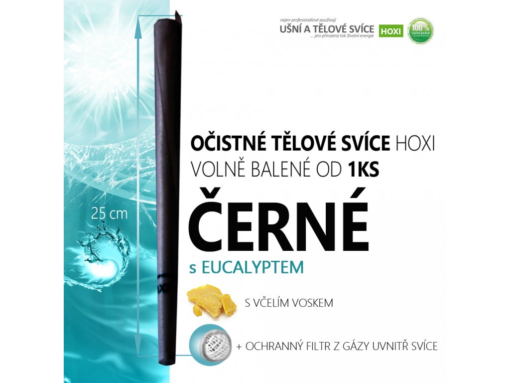 Očistné telové sviece — čierne, voľne balené