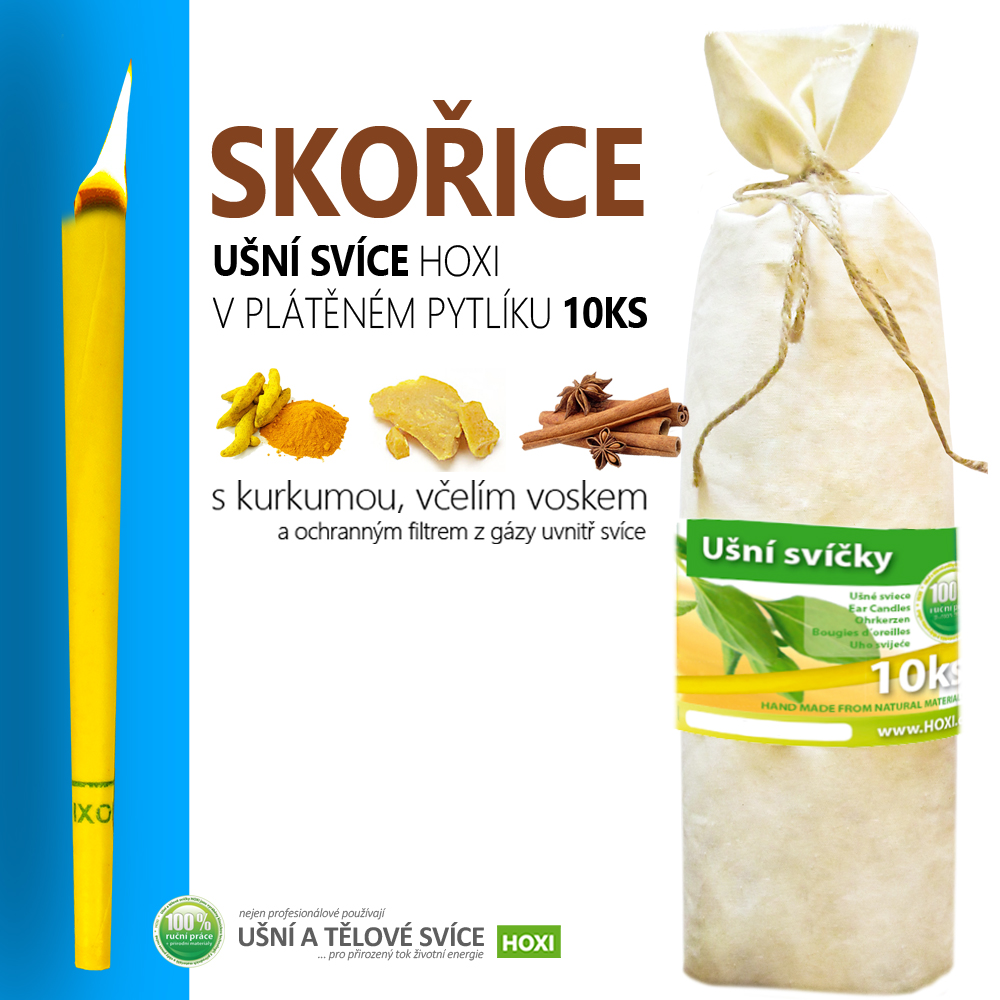 Ušní svíce HOXI® se Skořicí – 10 ks v pytlíku
