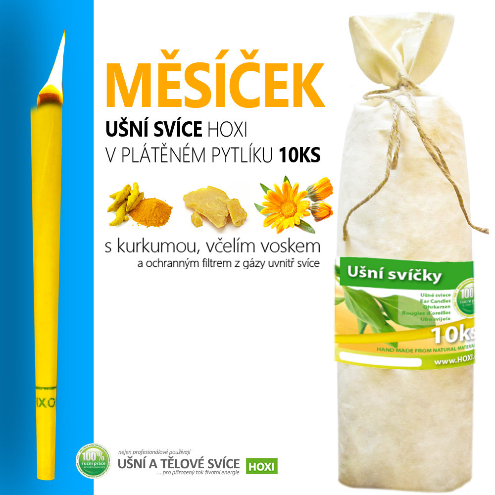 Ušní svíce HOXI® s Měsíčkem – 10 ks v pytlíku