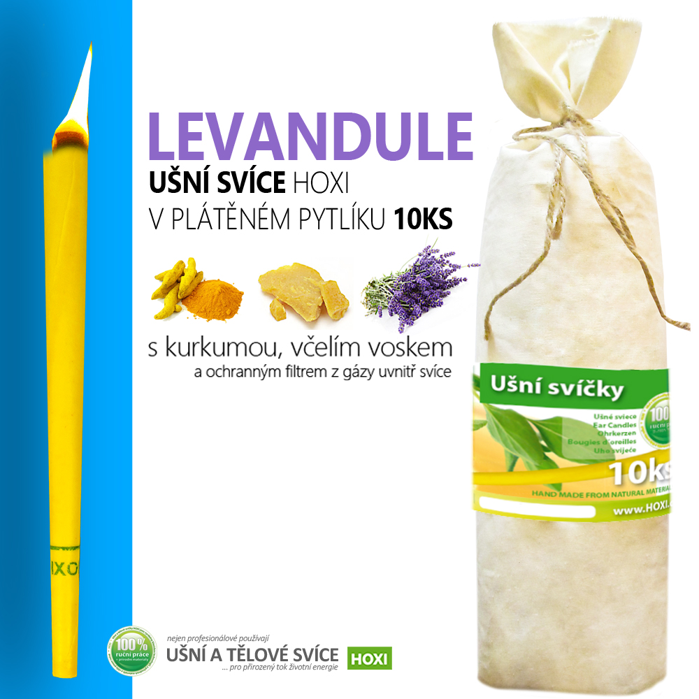 Ušní svíce HOXI® s levandulí – 10 ks v pytlíku