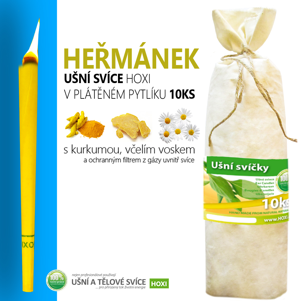 Ušní svíce HOXI® s Heřmánkem – 10 ks v pytlíku