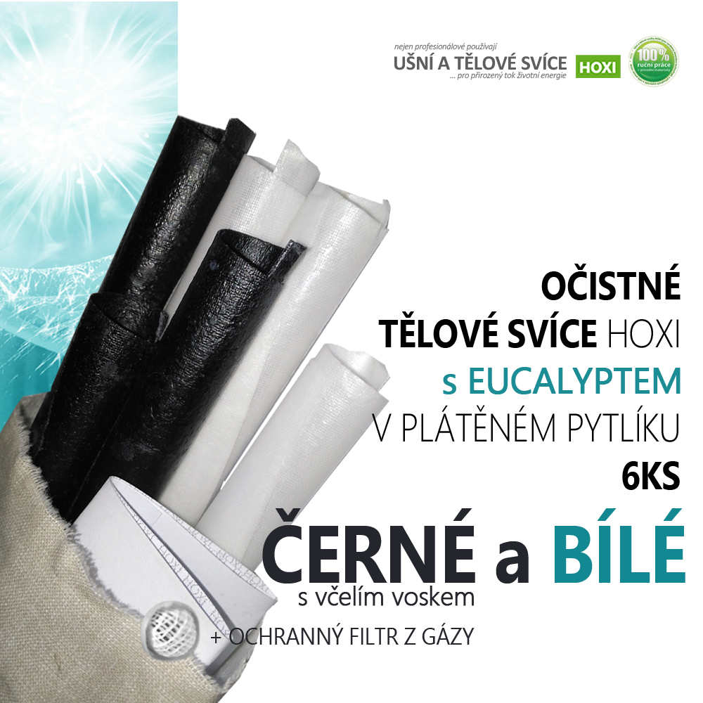 Očistné tělové svíce HOXI® bílé a černé – 6 ks MIX