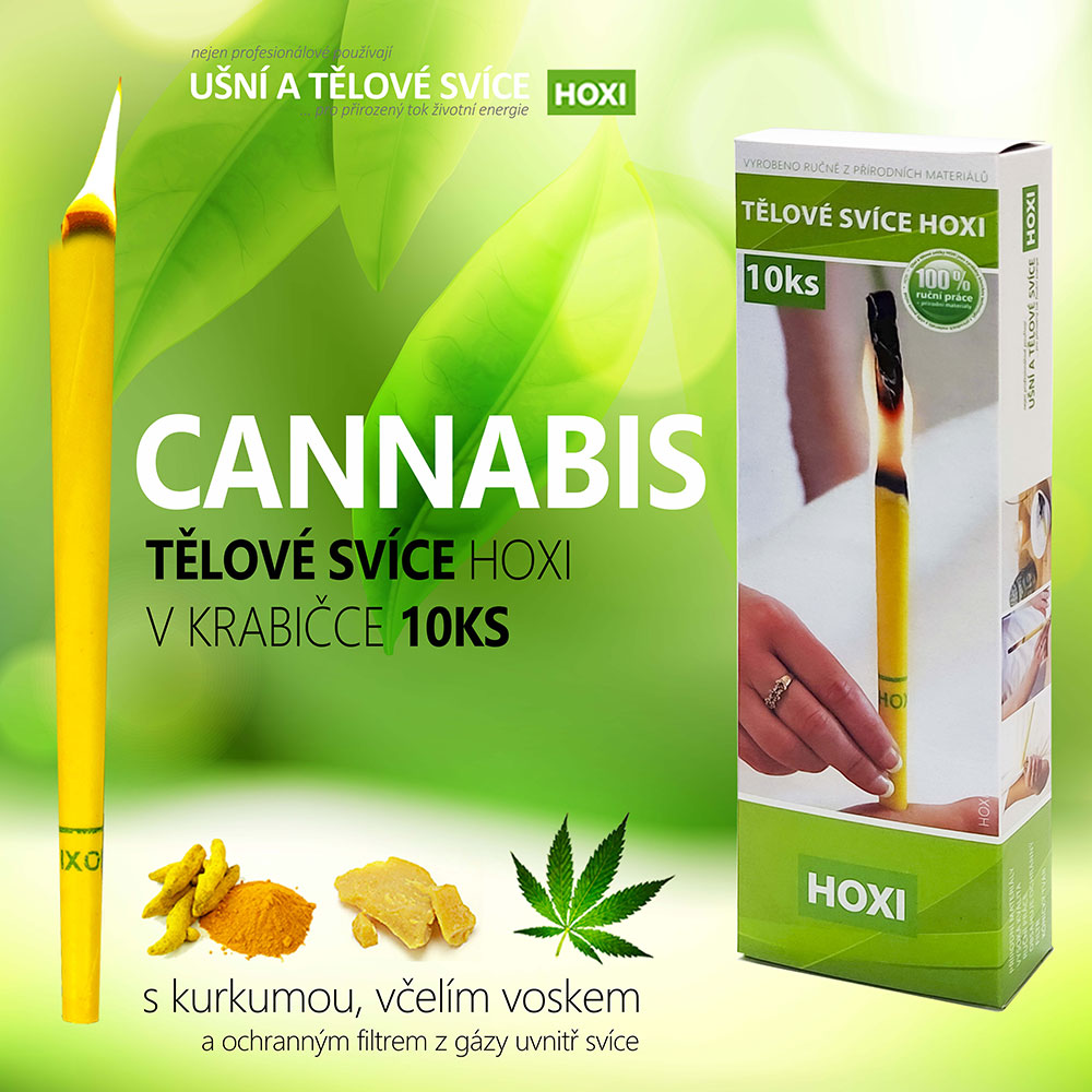 Tělové svíce HOXI® s Cannabisem 10ks v krabičce