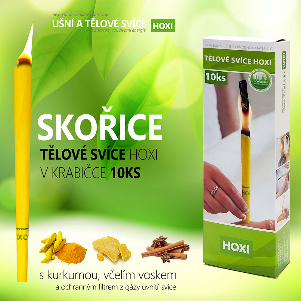 Tělové svíce HOXI® se SKOŘICÍ 10ks v krabičce
