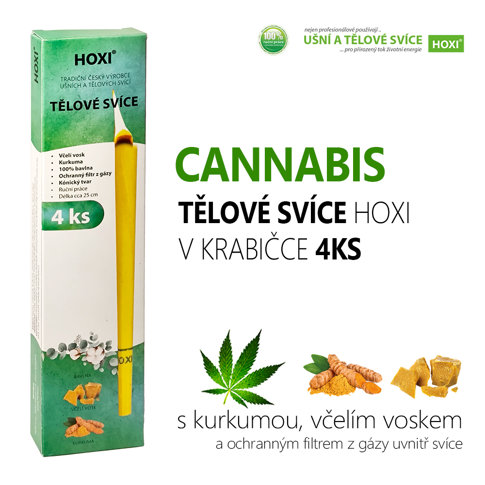 Tělové svíce HOXI® s Cannabisem 4ks v krabičce