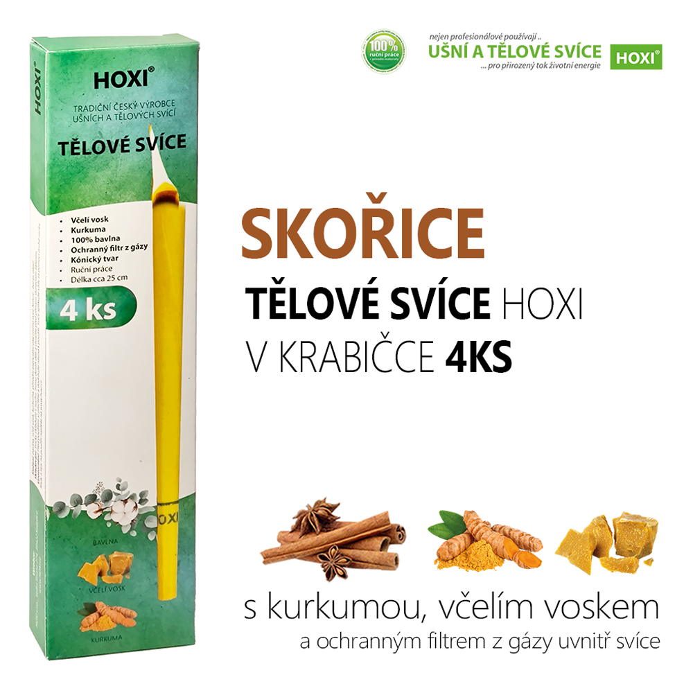 Tělové svíce HOXI® se SKOŘICÍ 4ks v krabičce