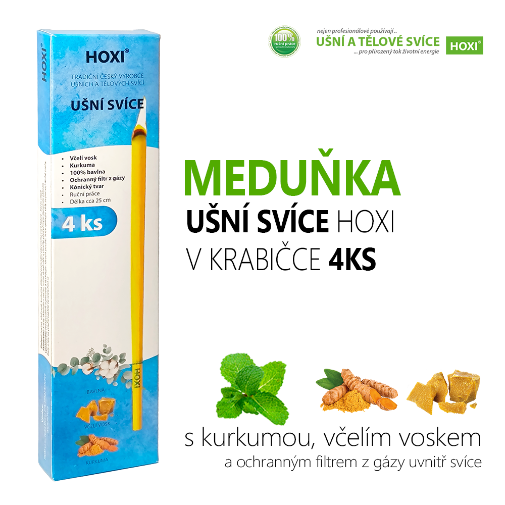 Ušní svíce HOXI® s Meduňkou – 4 ks v krabičce