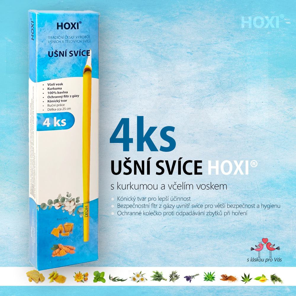 Ušní svíce HOXI® s meduňkou – 4 ks v krabičce