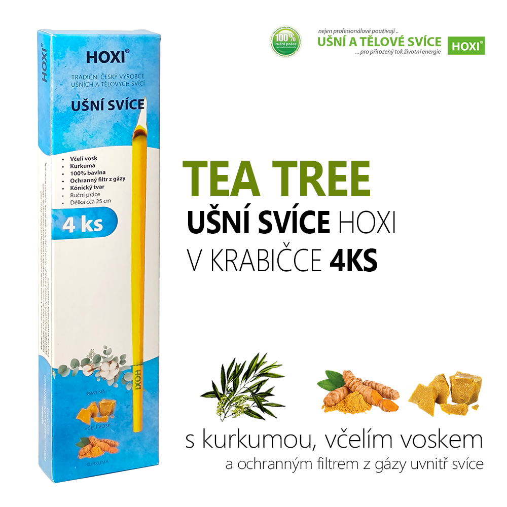 Ušní svíce HOXI® s Tea Tree – 4 ks v krabičce