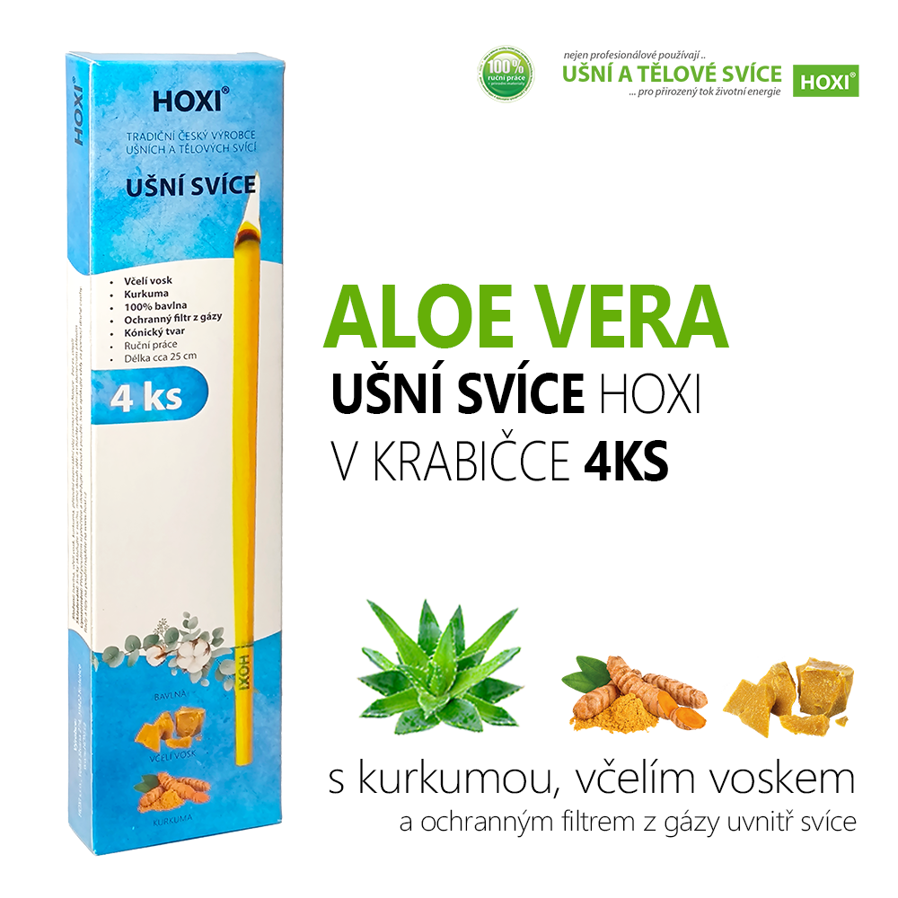 Ušní svíce HOXI® s Aloe vera – 4 ks v krabičce