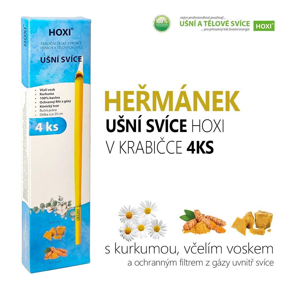 Ušní svíce HOXI® s Heřmánkem – 4 ks v krabičce