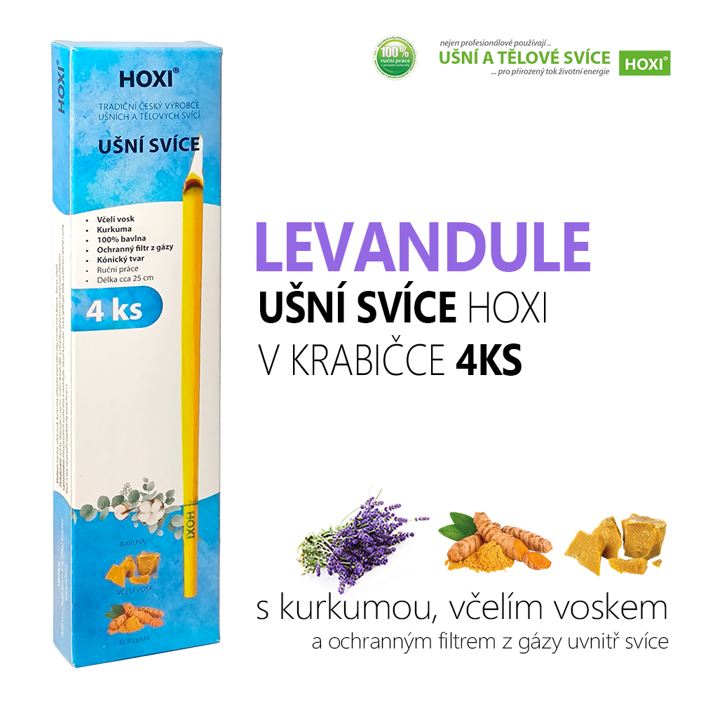 Ušní svíce HOXI® s levandulí – 4 ks v krabičce