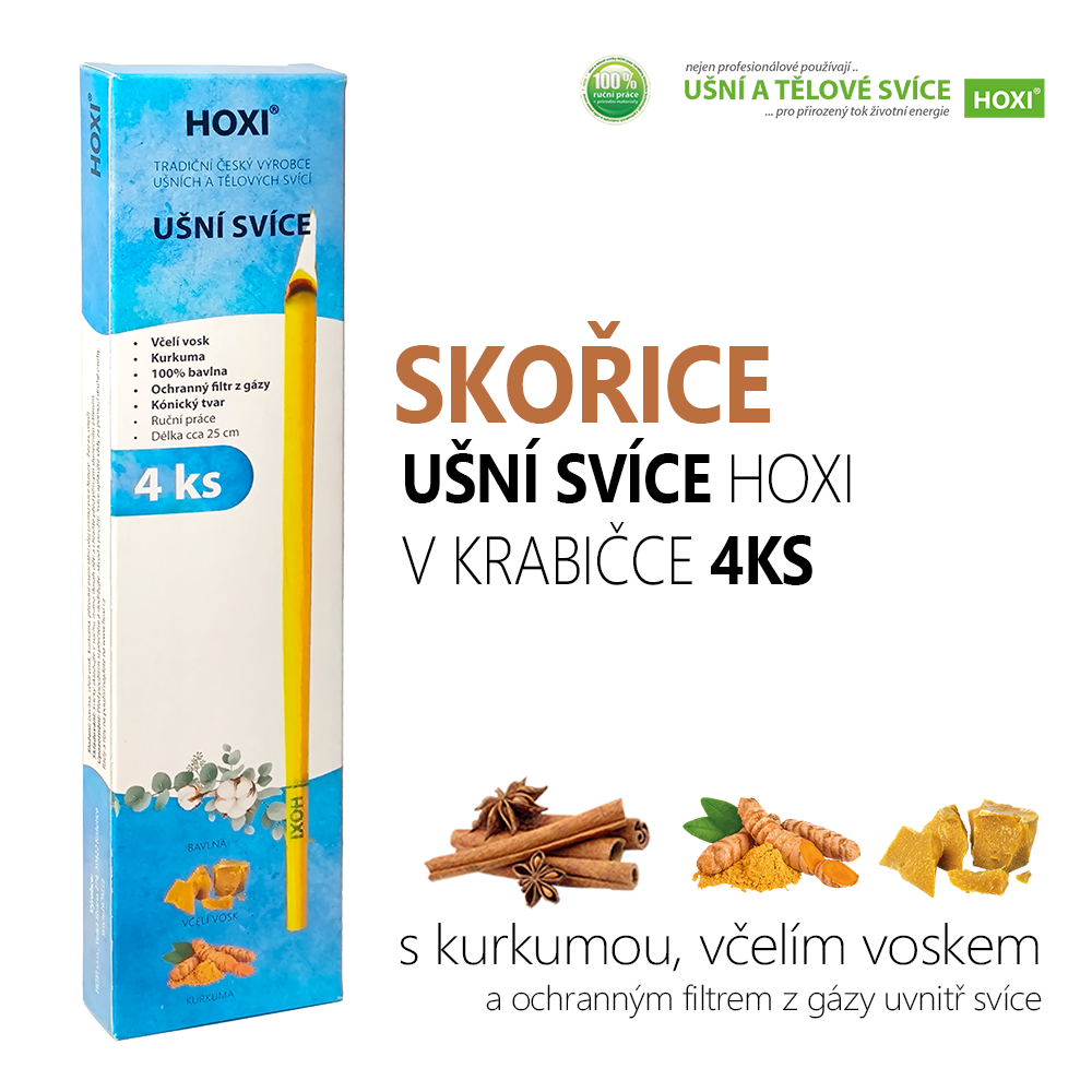 Ušní svíce HOXI® se Skořicí – 4 ks v krabičce