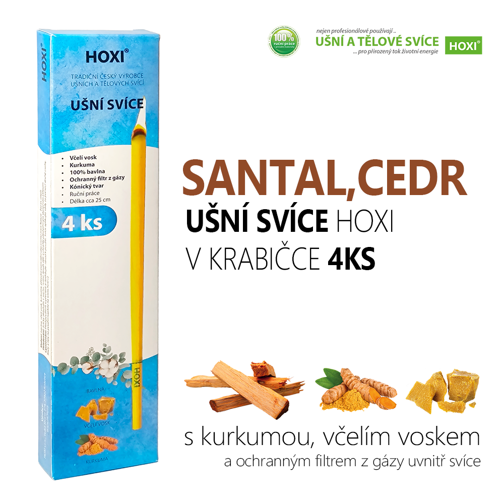 Ušní svíce HOXI® Santal & Cedr – 4 ks v krabičce