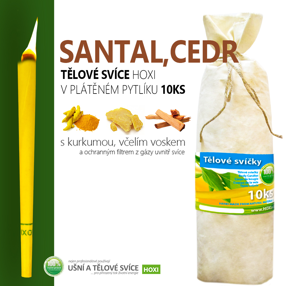 Tělové svíce HOXI® Santal & Cedr 10ks v pytlíku