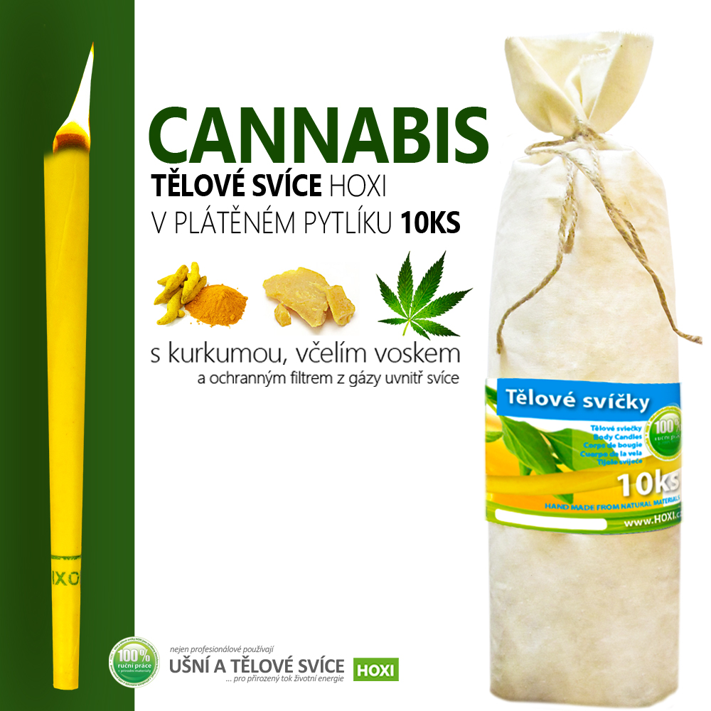 Tělové svíce HOXI® s Cannabisem 10ks v pytlíku
