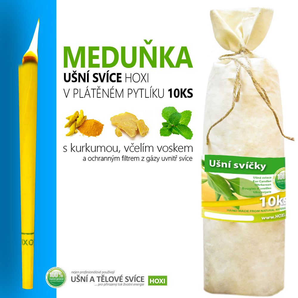Ušní svíce HOXI® s Meduňkou – 10 ks v pytlíku
