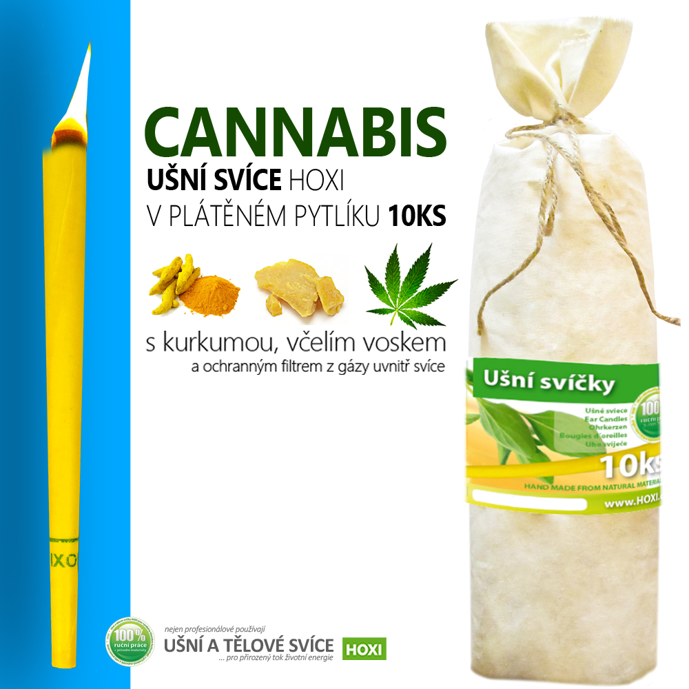Ušní svíce HOXI® s Cannabisem – 10 ks v pytlíku